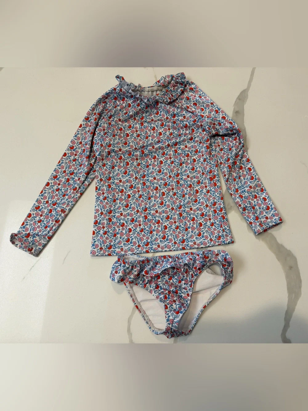 Minnow Girls 5/6T Long-Sleeve Two Piece Swimsuit - Floral LIKE NEW girls swim